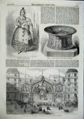 Original Old Antique Print Infant Nurse Font St Louis Arch Victoria Avenue 1856