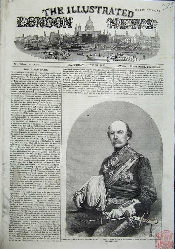 Original Old Antique Print General William Penwick Hero Kars Watkins 1856 19th