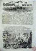 Original Old Antique Print Peace In America Innundation Lyons Gustave Dore 1856