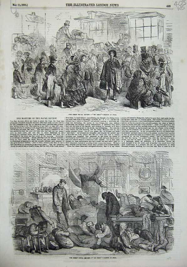 Old Antique Print *0163 Martyrs Naval Review No Beds Fort Monkton 1856