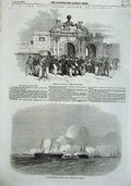 Antique Print *0164 Naval Review Spithead South Sea Castle James Gate 1856
