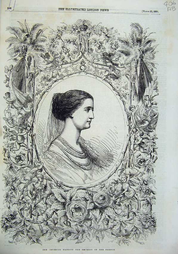 Antique Old Print *0166 Imperial Empress Majesty French Birth Napoleon 1856