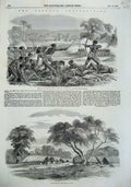 Antique Old Print *0167 Attack By Santhal Insurrection Weapon Trophy 1856
