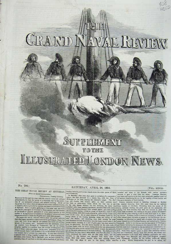 Antique Print *0168 The Grand Naval Review Supplement Floating Bridge 1856