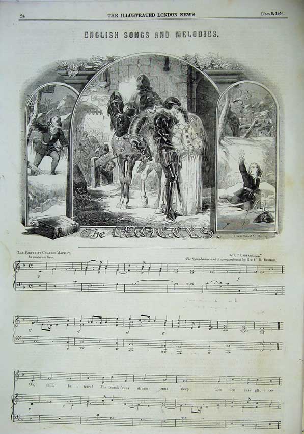 Old Print *0172 English Songs Melodies Music Score Sheet Charles Mackay