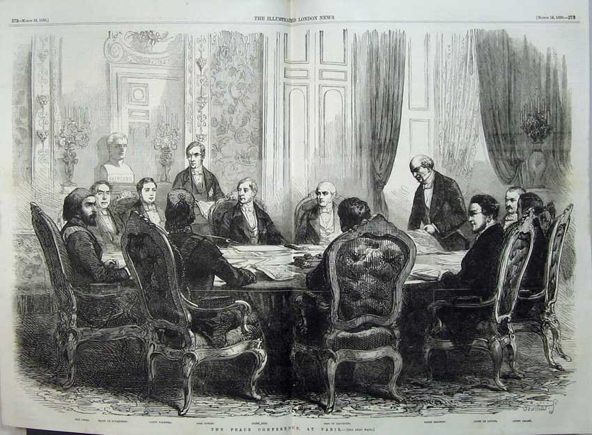 Old Antique Print Peace Conference Paris Pacha Cavour Orloff Buol 1856 19th