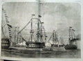 Original Old Antique Print Gun Boats Line Battle Ships Andrews Naval 1856 19th