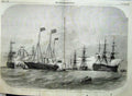 Original Old Antique Print Naval Review Fleet Pivot Ships Portsmouth 1856 19th