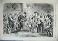 Original Old Antique Print The Twelfth Night Wassil Bowl Theatre 1856 Victorian