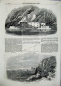 Old Antique Print New Aqueduct Trieste Machine Rooms Side View Basin 1856 19th