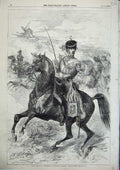 Original Old Antique Print The French Imperial Guard Horse Artillery 1856 19th