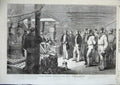 Original Old Antique Print Sailors At Sunday Morning Service Baltic Fleet 1856