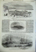 Old Antique Print Last Kilburn Fort Fleet Ice 1856 Serpents Isle Danube 19th