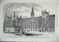 Original Old Antique Print The Peers Front New Palace Westminster 1856 19th