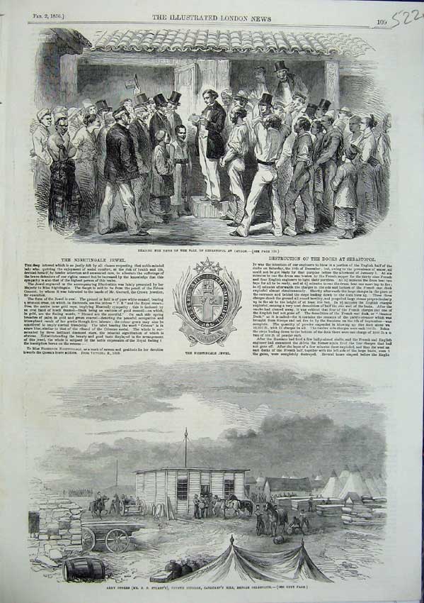 Original Old Antique Print The Nightingale Jewel Army Stores Cathcart Hill 1856