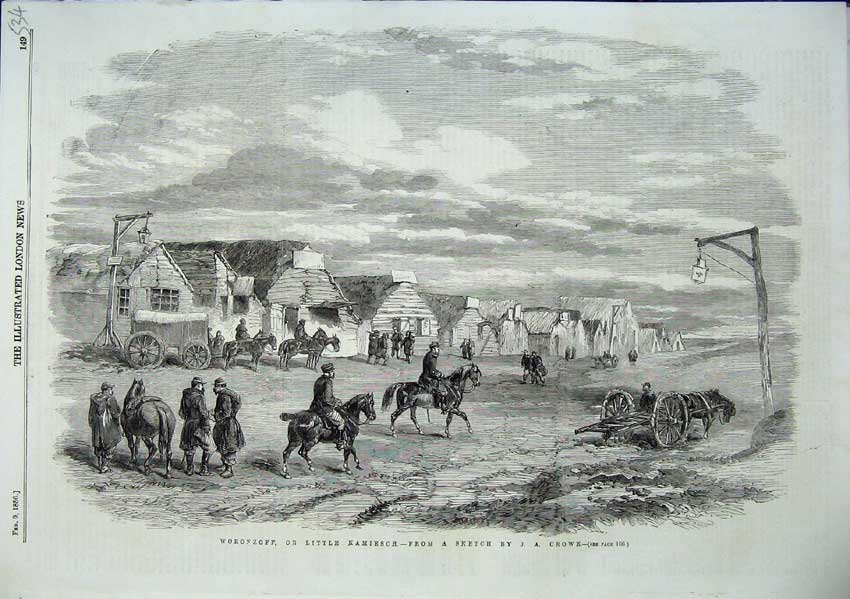 Original Old Antique Print Woronzoff Or Little Kamiesch Crowe 1856 Victorian