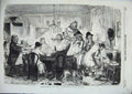 Original Old Antique Print Men Foxhunters Regaling Good Times Leech 1856 19th