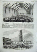 Original Old Antique Print Boston Election 1856 Corn Exchange Poll Declaration