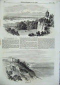 Original Old Antique Print Opening London Tilbury Southend Railway Pier 1856