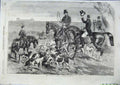 Old Antique Print H.R.H Prince Albert Harriers Bloodhounds Hunting 1856 19th