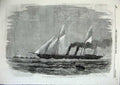 Original Old Antique Print Her Majestys Gun Boat Flying Fish 1856 Victorian