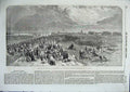 Original Old Antique Print Naval Review Southsea Common Promenade 1856 19th