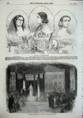 Original Old Antique Print Prime Donne Majesty Theatre Winters Tale 1856 19th
