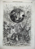 Original Old Antique Print The May Queen Going A Maying Girls Dressing Up 1856