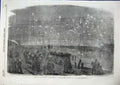 Old Antique Print 1856 Illuminations Fleet Naval Review Leitch Fireworks 19th