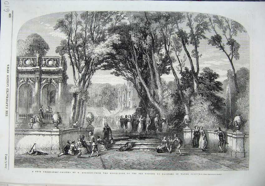 Original Old Antique Print A Fete Champetre Dodgson Fine Art Painters 1856 19th
