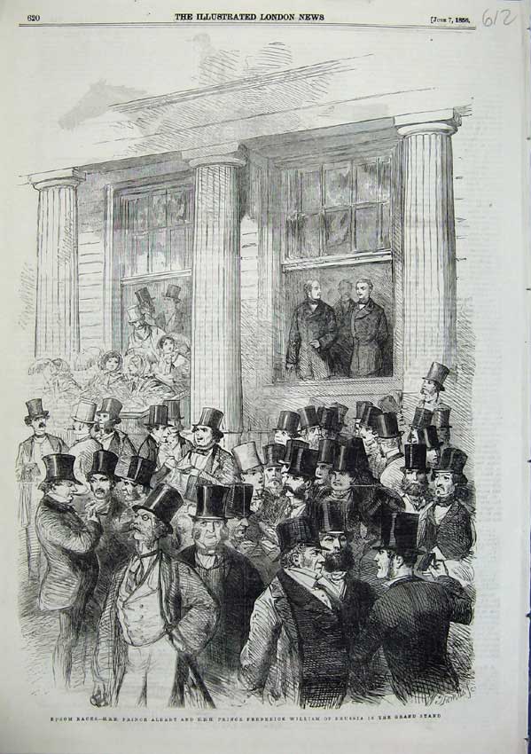 Old Antique Print Epsom Races Prince Albert William Prussia Grand Stand