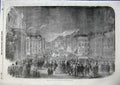 Old Antique Print 1856 Waterloo Place Peace Illuminationa Crowds Gather 19th