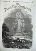 Old Antique Print Dublin Fireworks Phoenix Park Peace Commemoration 1856 19th