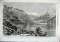 Original Old Antique Print Lake Geneva Collingwood Fine Art Water Colours 1856