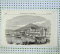 Old Antique Print 1855 Triple Fete Palermo Buildings Mountains Yacht Ship 19th