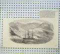 Old Antique Print 1855 Iron Screw Steam Ship Manilla Fire Balaclava Roads 19th
