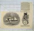 Original Old Antique Print 1855 Schooner Ship Waterloo Whale Crimean War Medal
