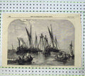 Old Antique Print 1855 Fine Art Raising Ship Barque Samuel River Thames 19th