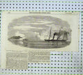 Old Antique Print 1855 War Steamer Ship Snake Fire Russian Battery Kertch 19th