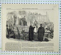 Original Old Antique Print 1855 Earl Elgin Royal Assent Court Parliament People