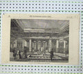 Original Old Antique Print Interior Pompeian Court Crystal Palace Statue 1855