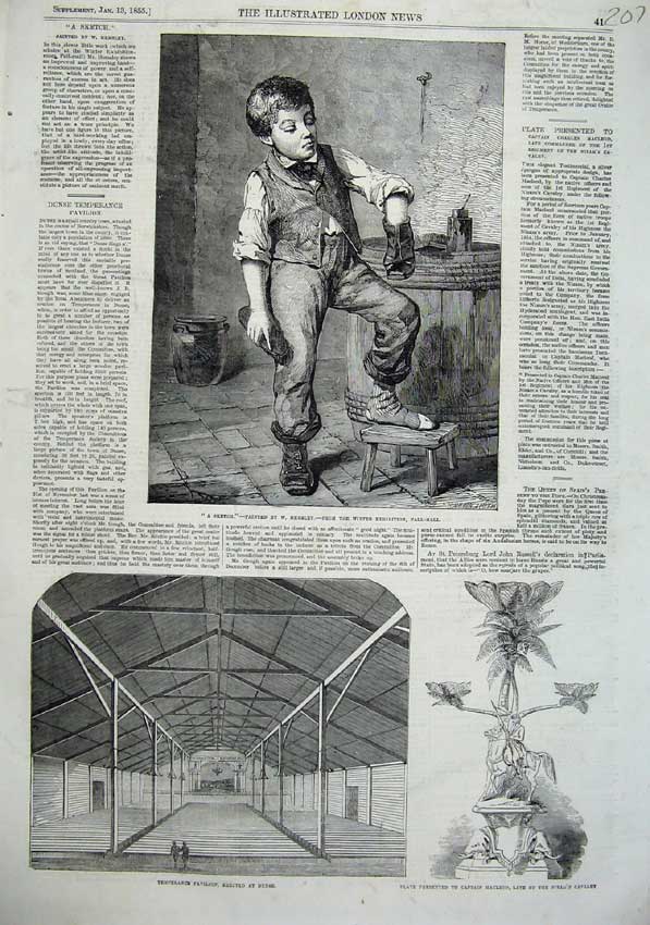 Old Antique Print 1855 Temperance Pavillion Dunse Plate Macleod Boy Art 19th