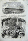 Old Antique Print 1855 Jullien Italian Opera House Covent Ship Maeander 19th