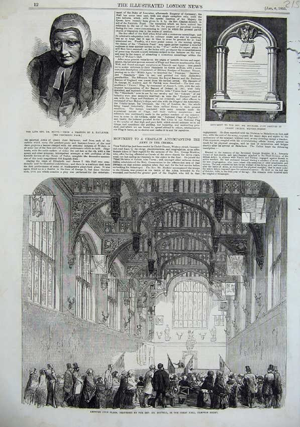 Old Antique Print 1855 Rev. Routh Monument Mockler Hampton Court Boutell 19th
