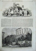 Old Antique Print Threadneddle Street Buildings 1855 Mexican Antiquities 19th