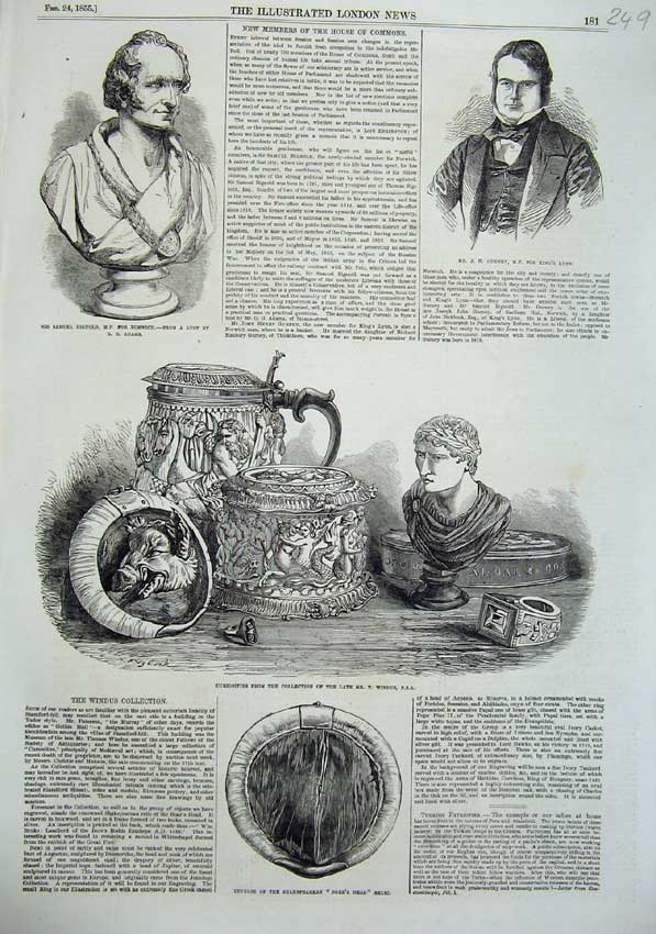 Original Old Antique Print 1855 Shakesperean Relic Samuel BignGurney Windus