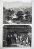 Old Antique Print 1855 Fine Art Painters Studio Valley Wharfe Trees River 19th