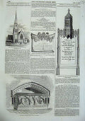 Old Antique Print 1855 Monument Earl Somers Eastnor Drayton Church Paris 19th