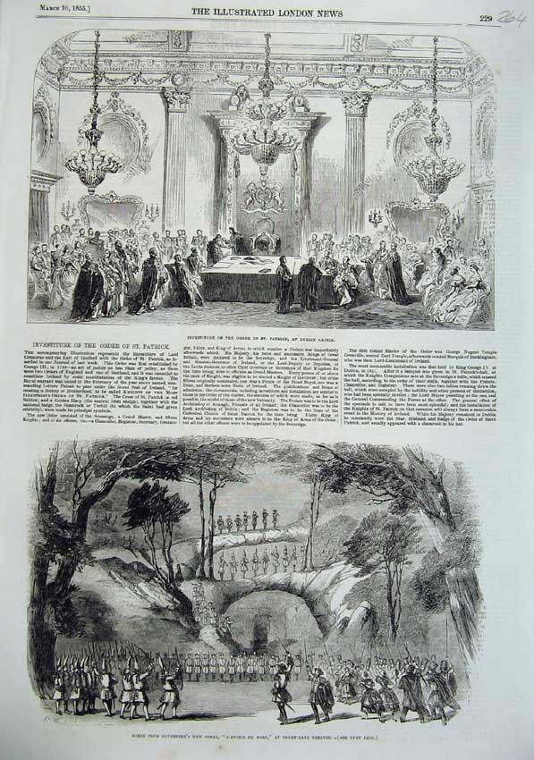 Old Antique Print 1855 Drury Theatre Meyerbeer Dublin Castle St Patrick 19th