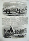 Old Antique Print 1855 Horses Carrying Wounded People Balaclava War Army 19th